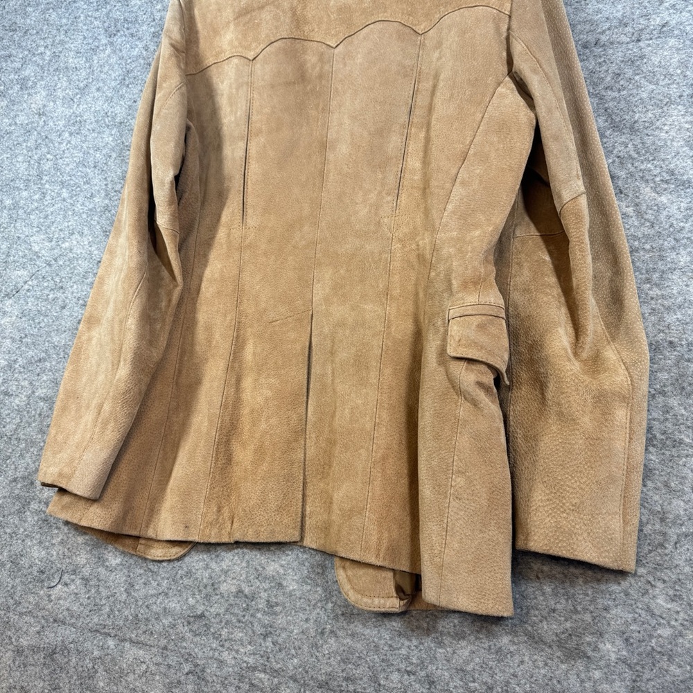 Vintage American West Suede Leather Blazer Tan Western Jacket Rodeo Festival - Picture 14 of 16